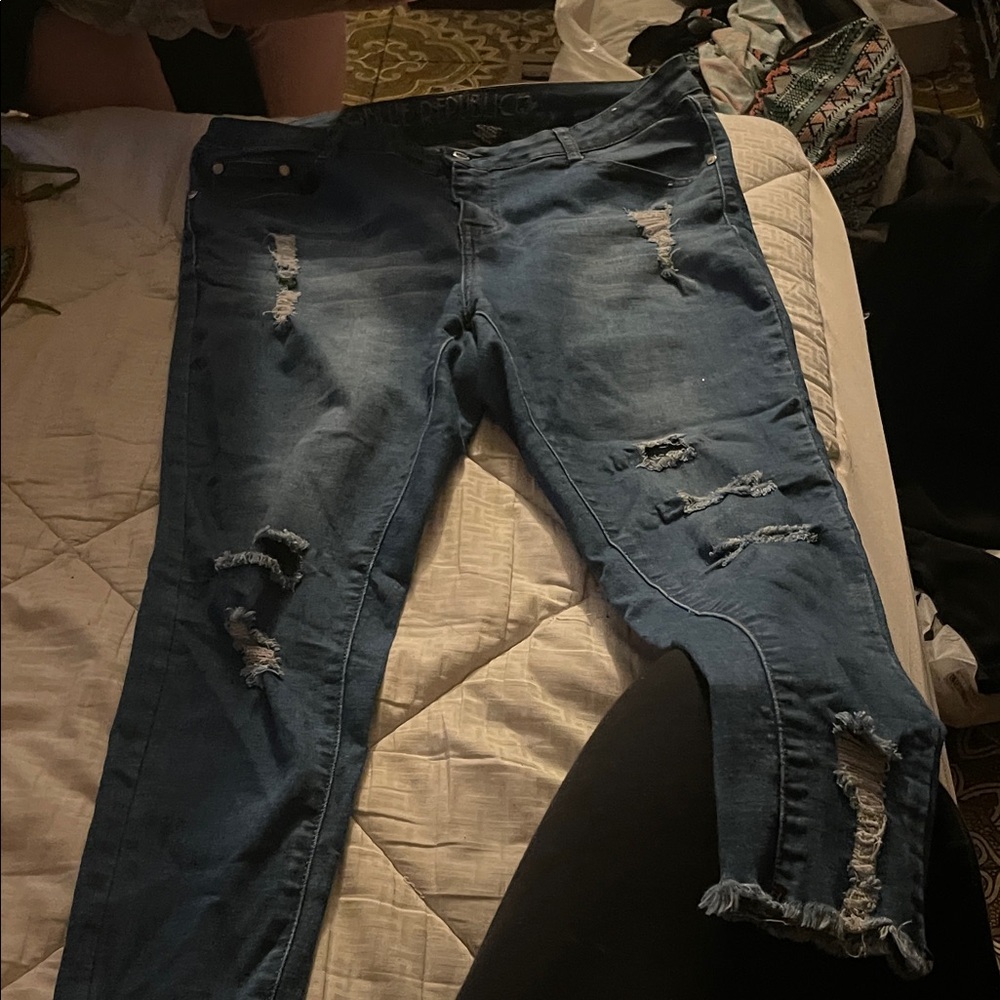 Ripped Blue Skinny Jeans for Women